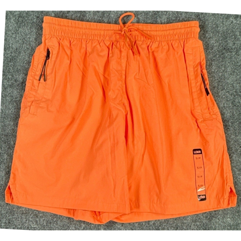 LCKR Mens Small Orange All Around Hybrid Athletic Swim Zip Pocket Shorts NWT